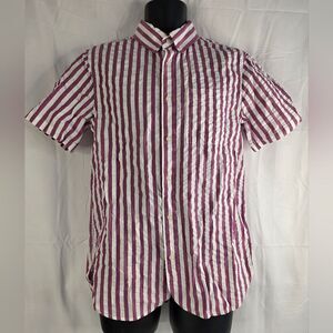 Houston White Button Down Striped Short Sleeve Shirt Size Small NWT AQ-2167